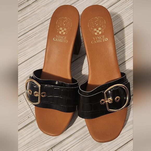 Vince Camuto Corlanda Croc Platform Sandal in Black Size 9.5 - Picture 7 of 14